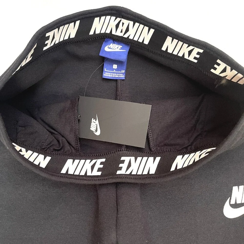 NWT NIKE Croped Jersey High Waist PANT SNKR 884410-010 Black S - Picture 6 of 13